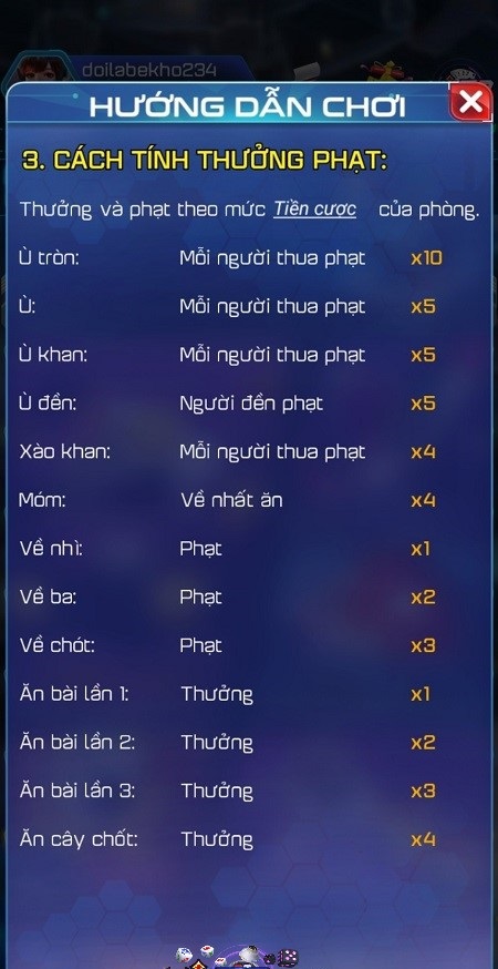 Cách tính thưởng khi chơi phỏm